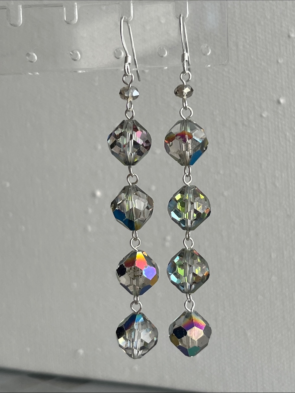 Crystal Drop Dangle Earrings - Clear AB Sparkle S.S.